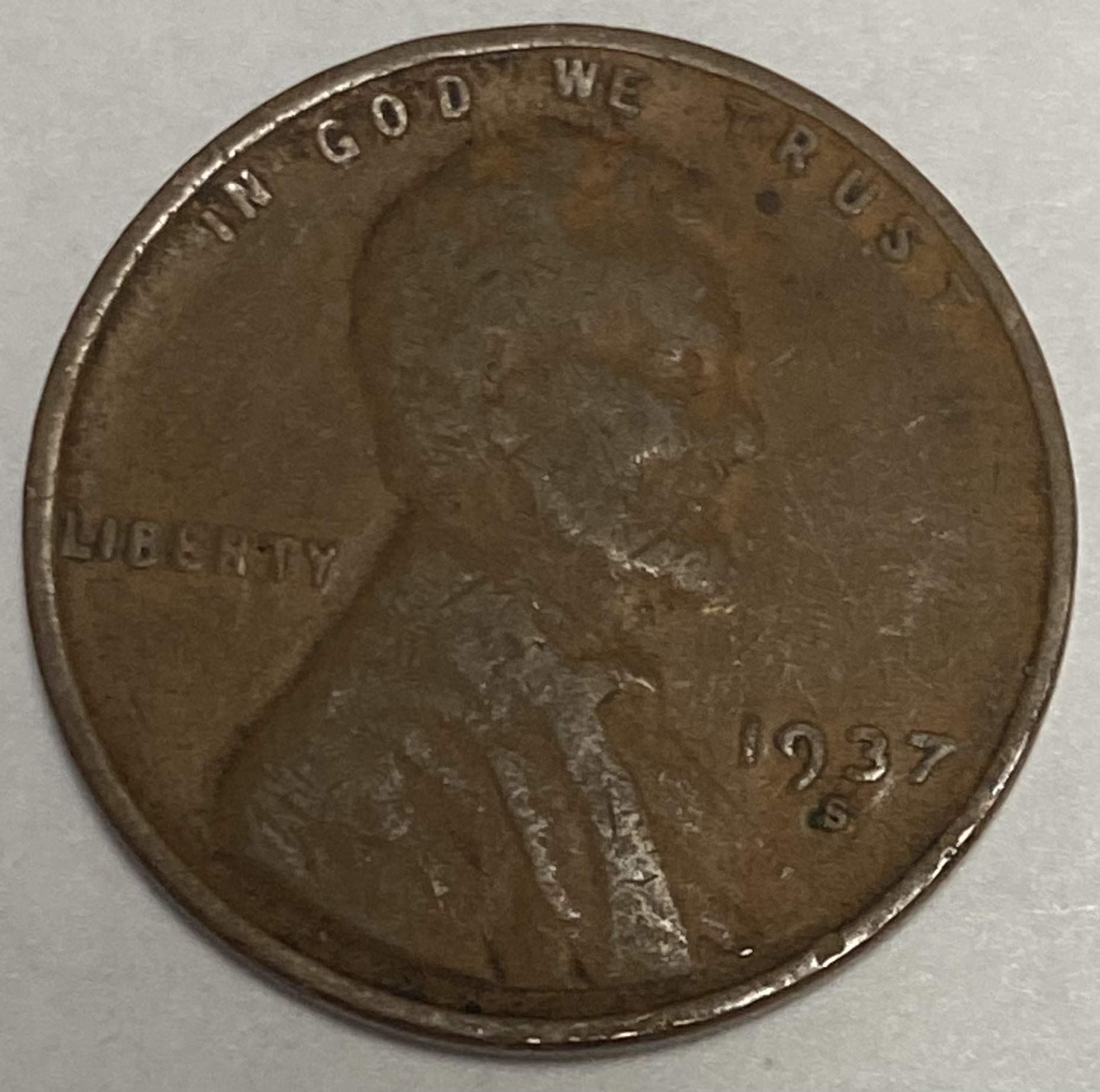 1937 S Lincoln Wheat Penny Average Circulated Good to Fine