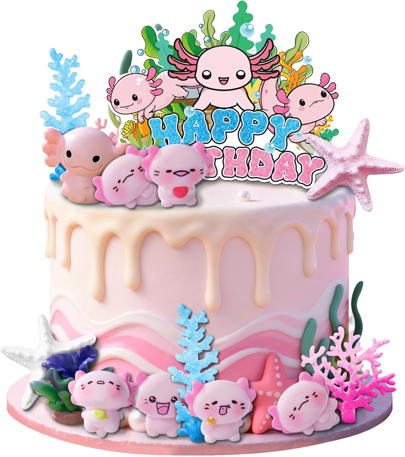 Axolotl Cake Topper Axolotl Birthday Decorations Ocean Cake Topper