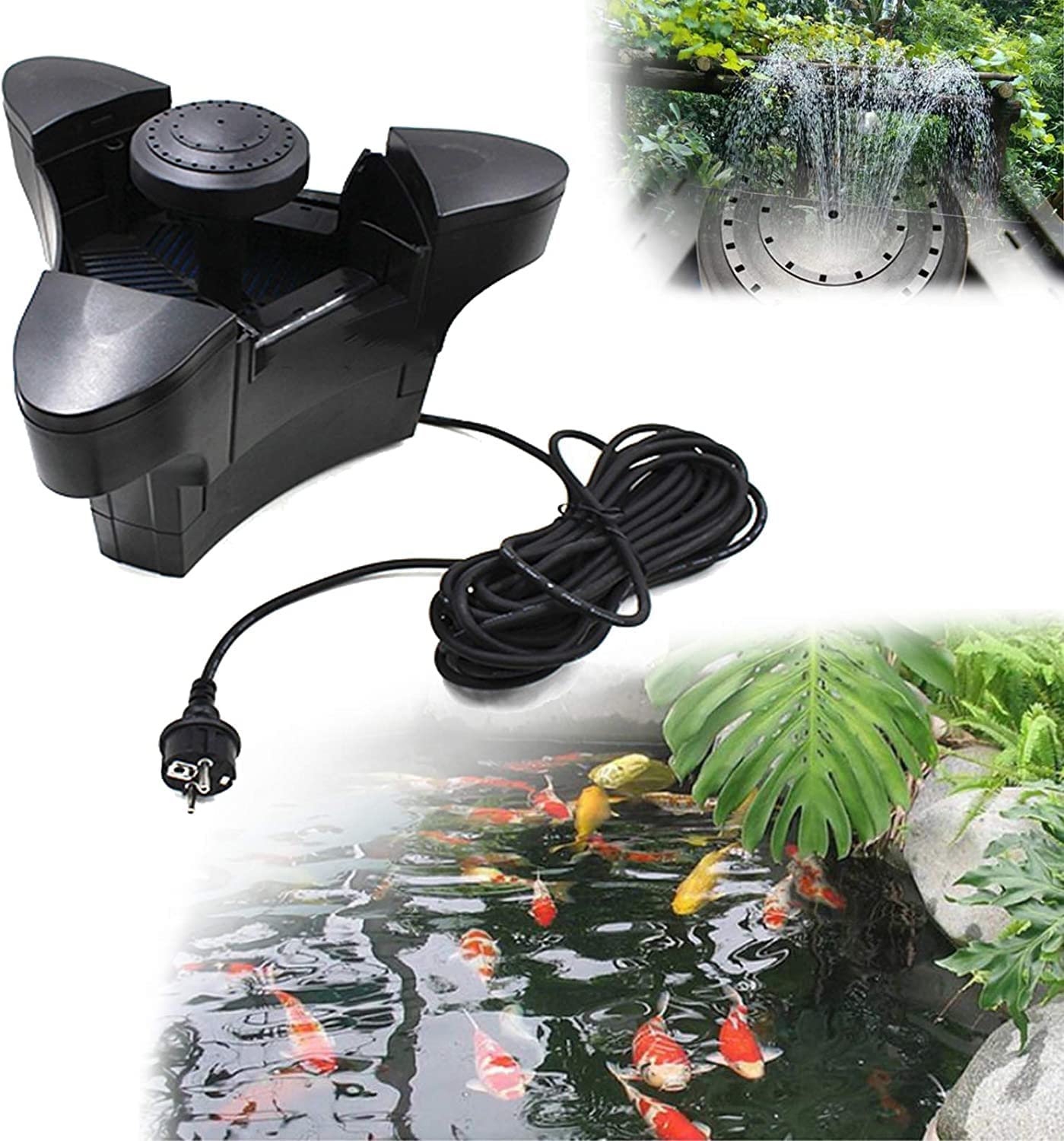 Pond Skimmer Floating, Smaltitore di rifiuti per laghetti 2 in 1, Spugna filtrante e Estrattore di superfici per attacchi a fontana, Skimmer per laghetti per grandi laghetti, Laghetti da giardino, L