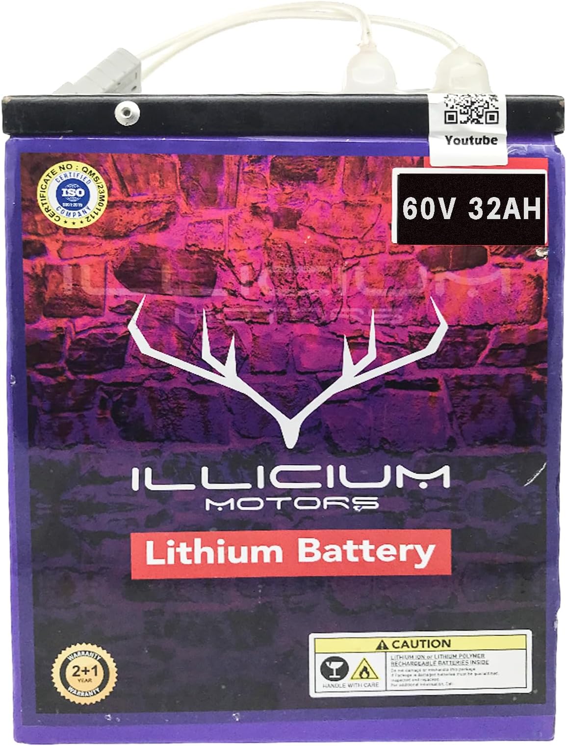 60V 32Ah Lithium Ion Battery for Electric Bike EV Scooter E-Scooter | Compact & Durable 2-Wheeler Battery with Smart BMS | Display Meter on Top | Up to 100 KM Range