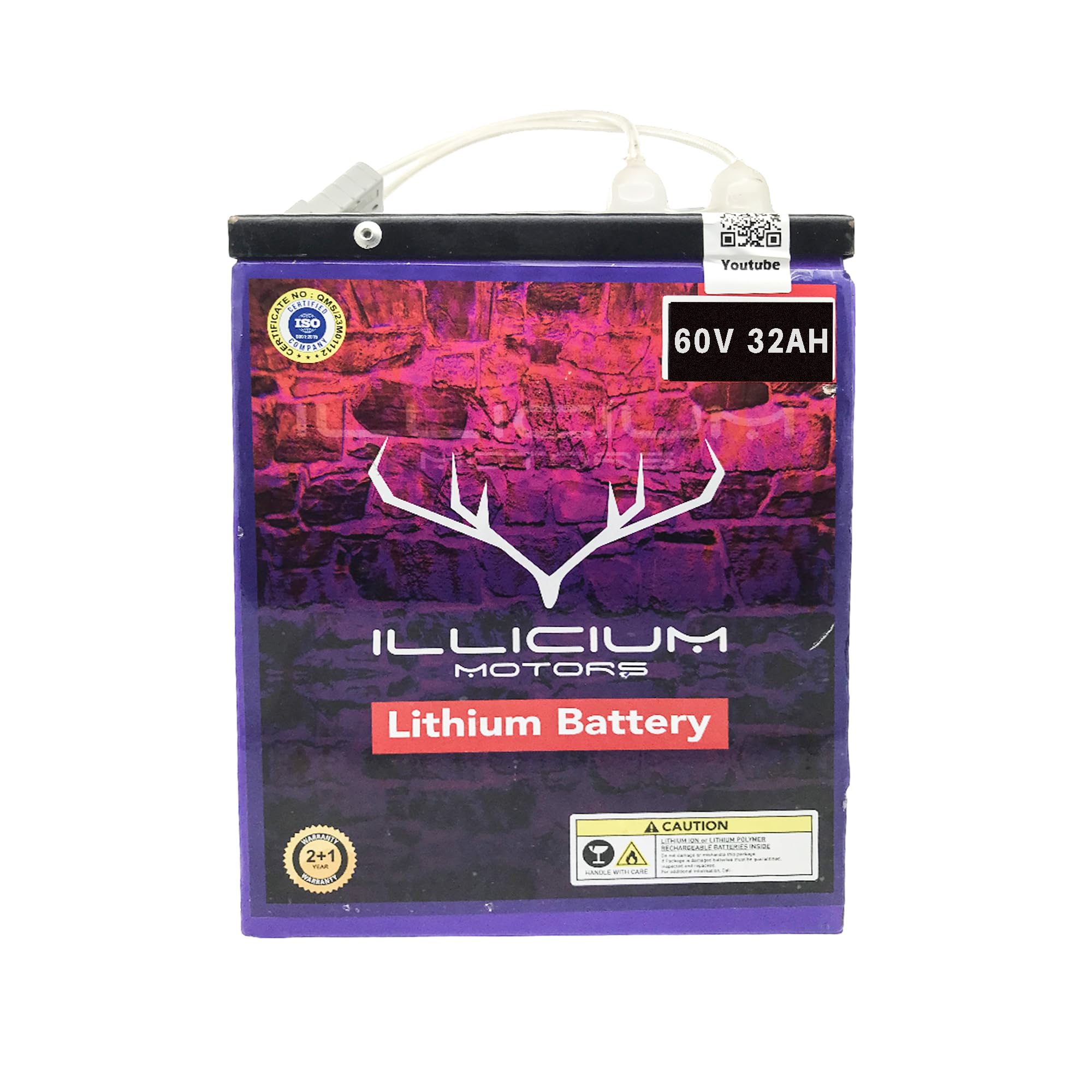 60V 32Ah Lithium Ion Battery for Electric Bike EV Scooter E-Scooter | Compact & Durable 2-Wheeler Battery with Smart BMS | Display Meter on Top | Up to 100 KM Range