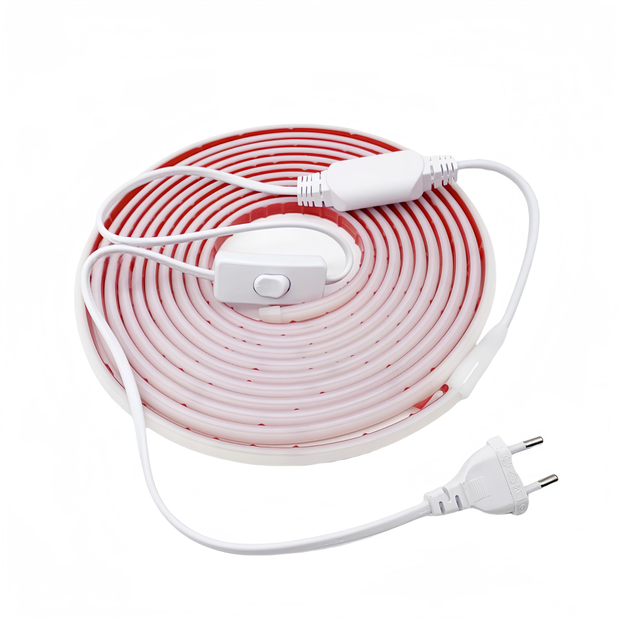 ONSSI® Tiras LED de Neón 220v (Blanco Cálido,5M),12w/m,Cada Corte de 10cm,Ip65 Impermeable con Enchufe de Interruptor y Pegamento,Cinta Led Para Decoración de Escaparate,Hogar,Cocina