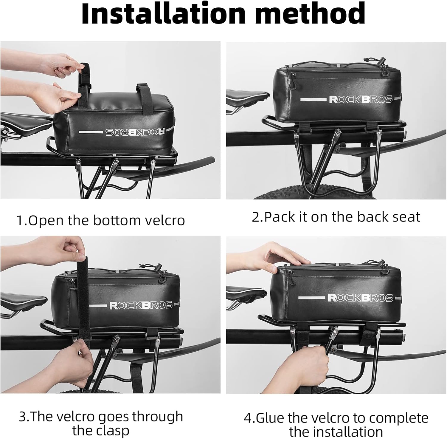 ROCKBROS Bike Rack Bag Bike Trunk Bag Rear Bike Rack Bag for Travel with Rain Cover & Reflective Stripes, 6L(Black) - Image 7