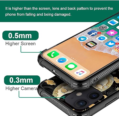 Vista 159 de Funda compatible con iPhone 12/12 Pro, funda de invasión de vaca alienígena OVNI, parte trasera de vidrio templado + funda protectora de silicona