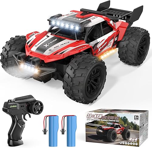 Scientoy Auto de control remoto, 30+KPH de alta velocidad 4WD RC Cars, 2.4GHz Monster Truck juguetes para niños de 6 a 8 a 12 años, camión RC 118