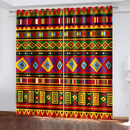 Miniatura 2 de YELDAN Cortinas opacas geométricas de 63 pulgadas de largo para sala de estar, dormitorio, cortinas y cortinas de los años 70, juegos de 2 paneles