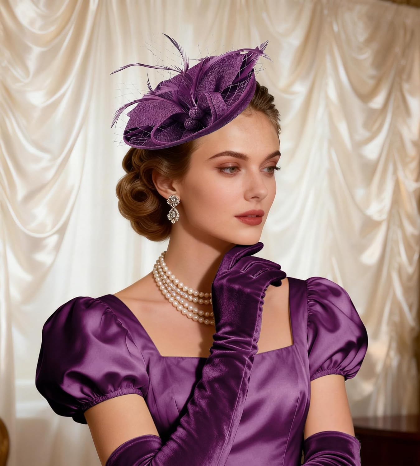 Ammiko Fascinators Hats for Women Tea Party Hat Feather Pillbox Derby Hats with Headband 2026 Vintage Headwear Church - Image 6