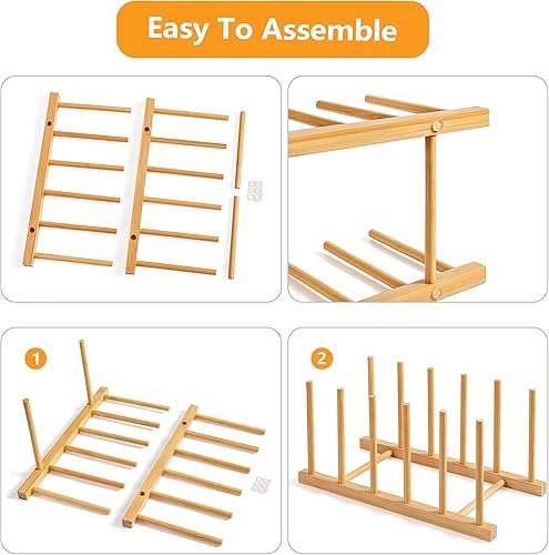 Miniatura 3 de HBlife Organizador de archivos de escritorio, clasificador de archivos vertical de 5 secciones, 1 paquete de soporte de archivo de bambú para el