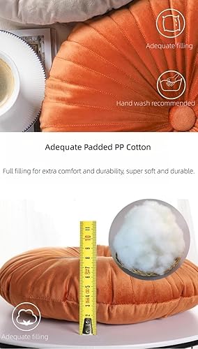 Miniatura 2 de LOHEVANG Almohada redonda suave de terciopelo redondo cojín de calabaza cojín decorativo para sofá cama sala de estar, azul cielo13.8
