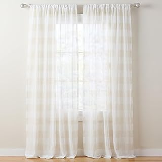 Pax Semi-Sheer Stripe, Light Filtering Indoor Curtains 2-Pack Linen/White, 50