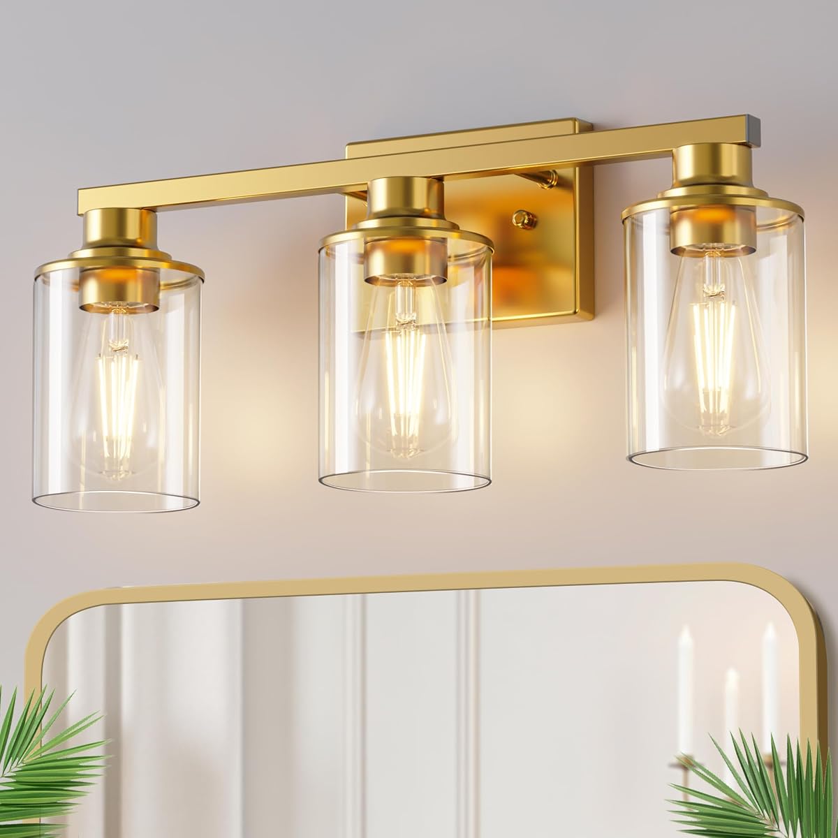 DORESshop Bathroom Light Fixtures 2-Light Vanity Light Over Mirror with Clear