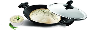 Pigeon by Stovekraft Special Non-Stick Appachetty with Lid, 200mm, Black