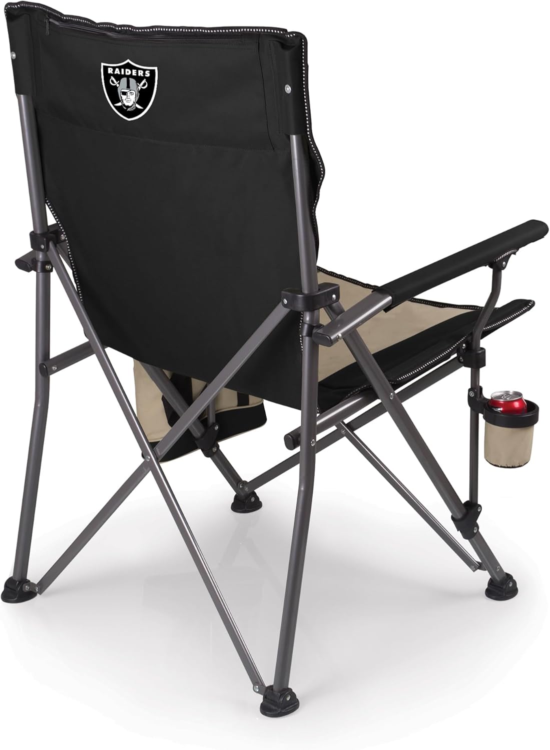 Picnic TIME NFL Las Vegas Raiders Big Bear XXL Camp Chair with Cooler, Heavy Duty Beach Chair, 500 lb Capacity Camping Chair with Carry Bag, (Black)