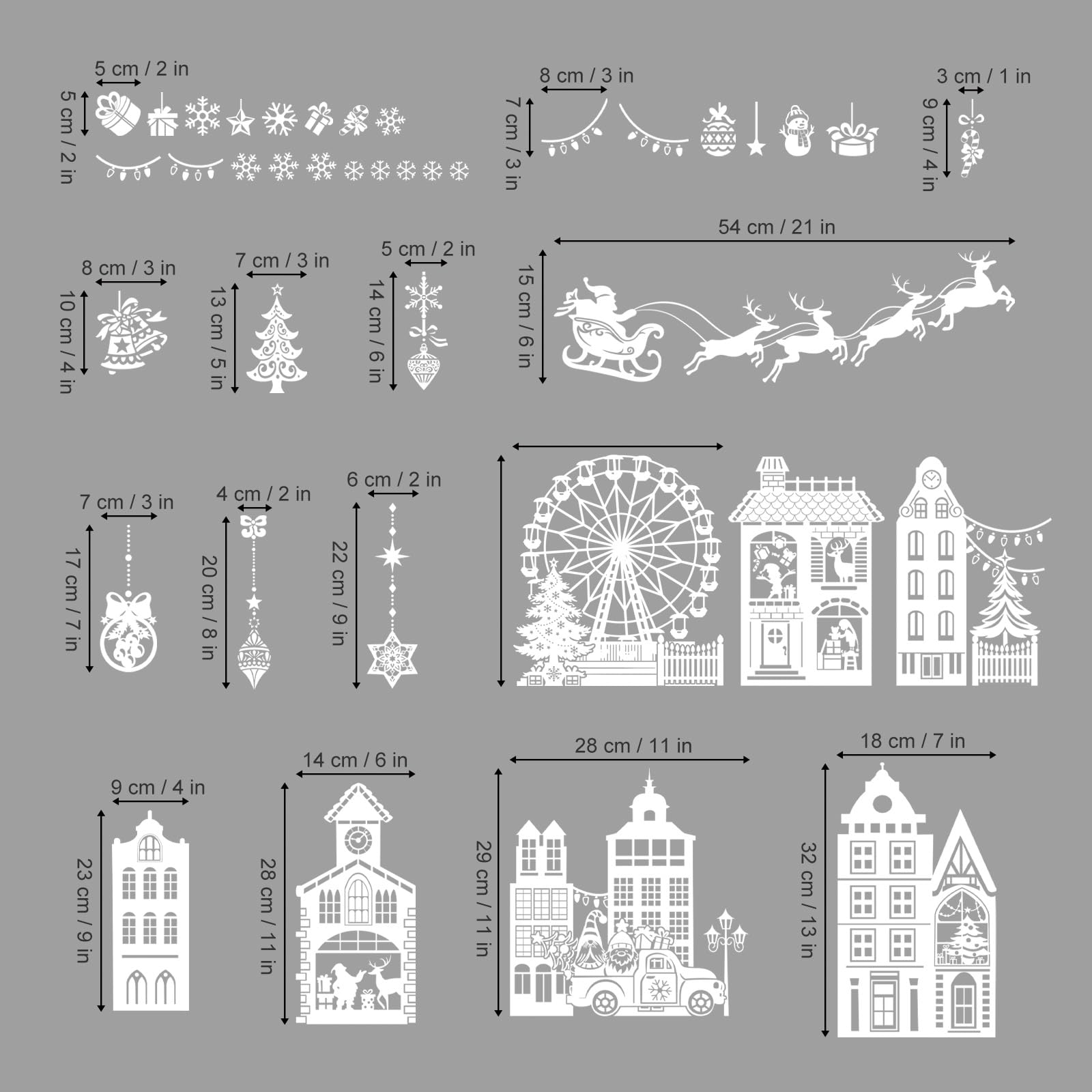 wondever White Christmas Town Window Clings Winter House Street Scene Glass Sticker Decal Anti Collision Double-Side Static Window Stickers for Glass Christmas Party - Image 4