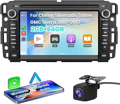 AWESAFE 4 Core 64GB for Chevy Silverado Tahoe GMC Sierra Yukon 2007-2013 | Android Touch Screen Silverado Radio Support Wireless CarPlay Android Auto GPS WiFi SWC - with Backup Camera