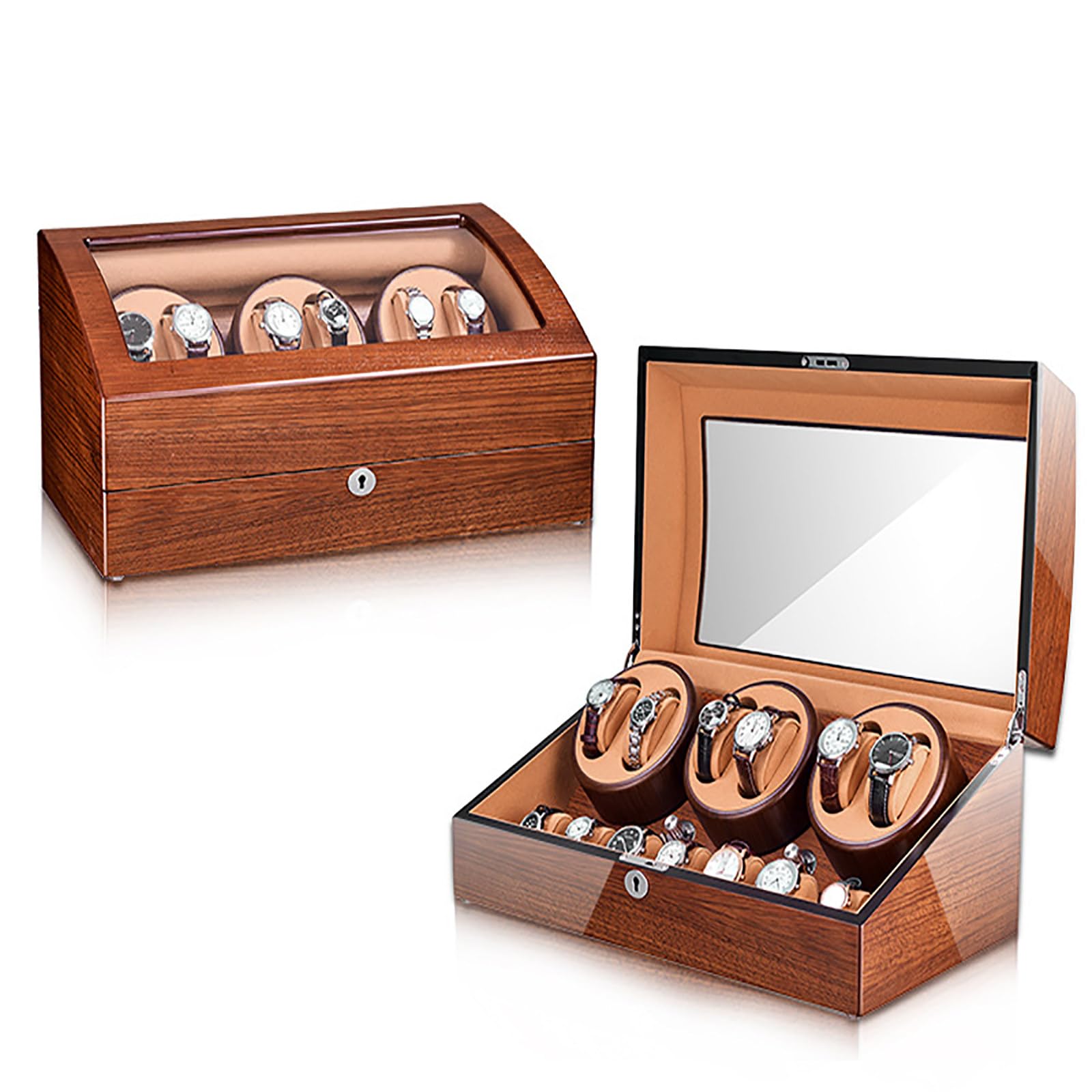 Enrollador automático de relojes con 5 modos de cuerda y tapa abatible protectora