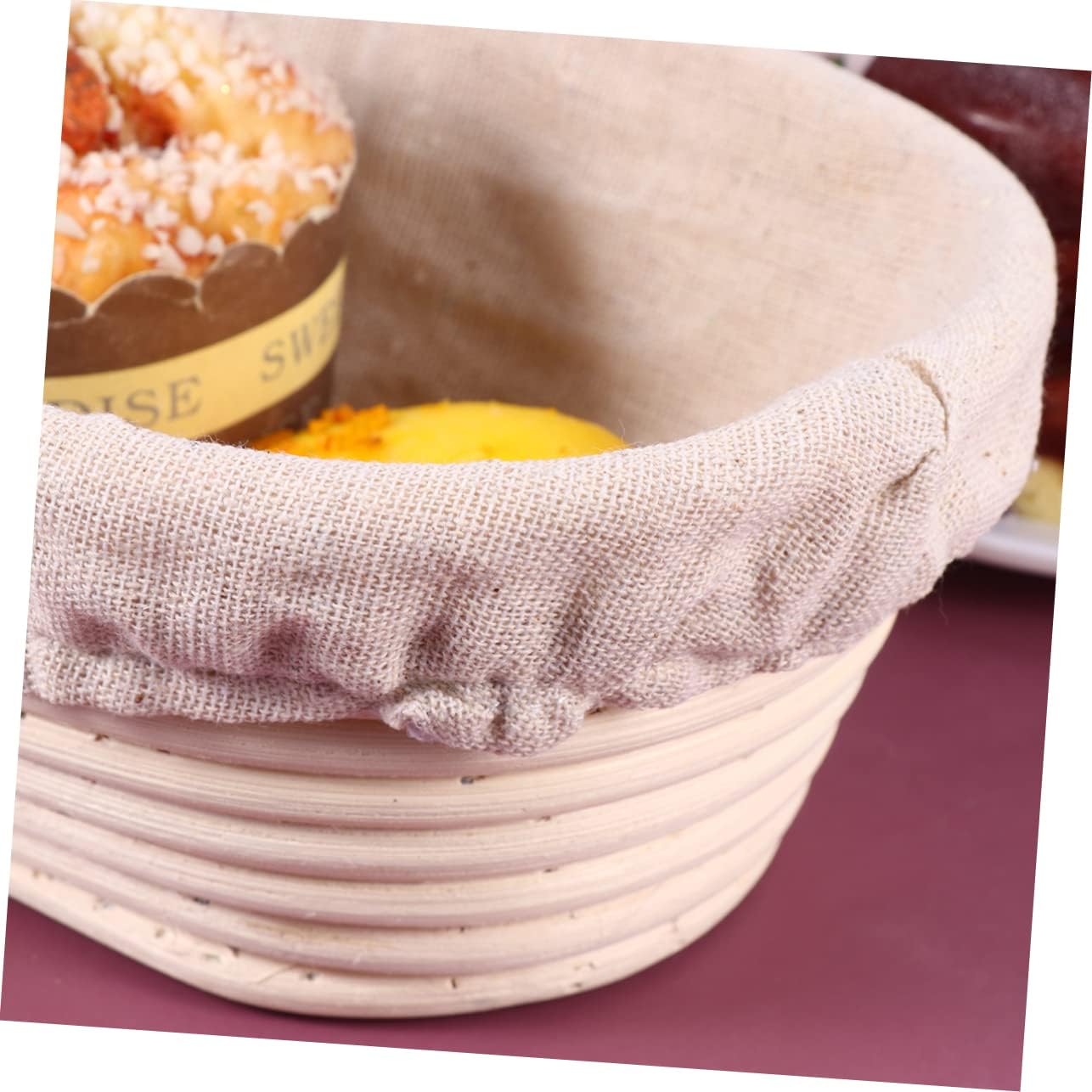 2 Sets Rattan Proofing Baskets with Fabric Liner Cover Oval Shape Bannetons for Artisan Bread Baking Smooth Design for Home Bakers