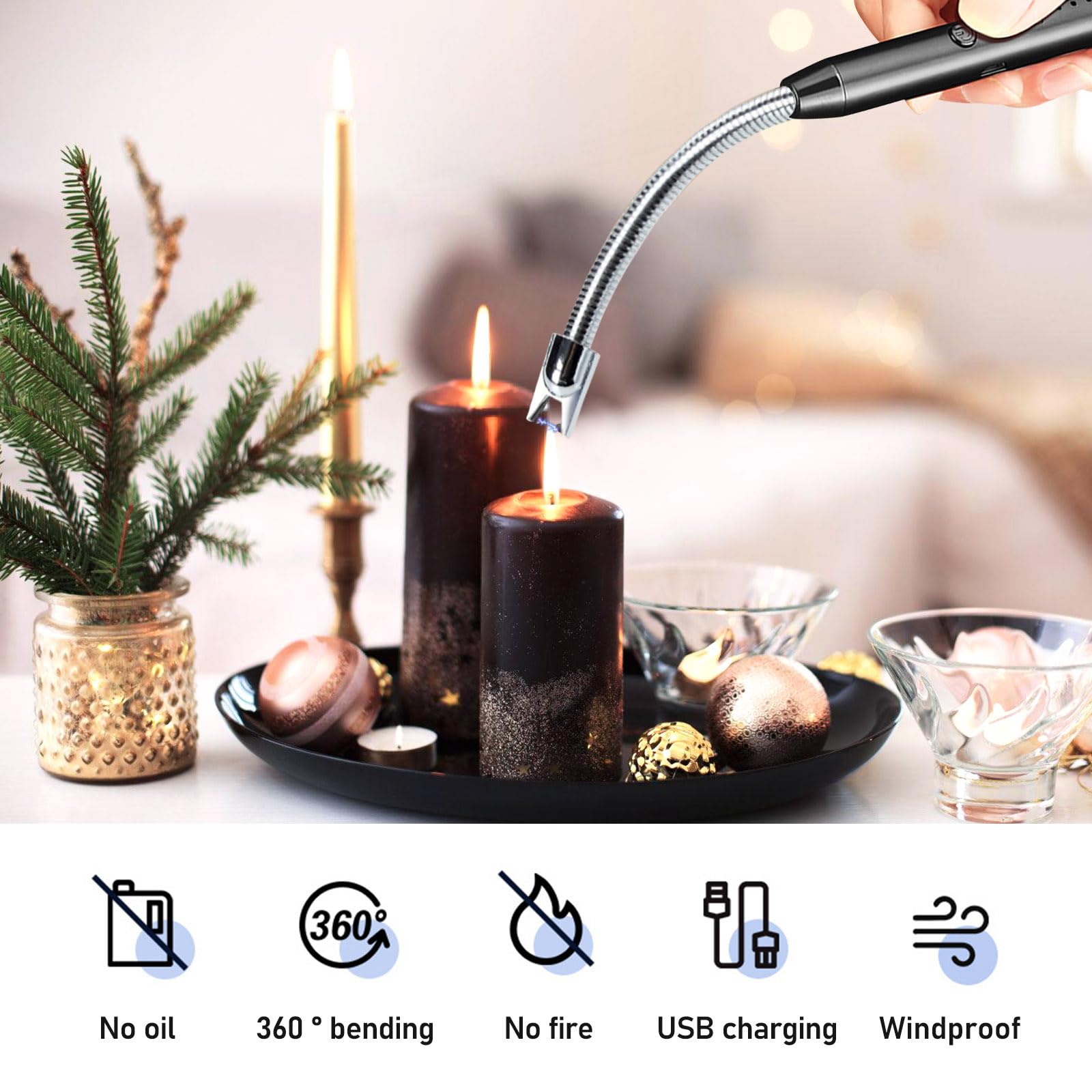 JETPRO Encendedores De Velas USB Recargable De Arco