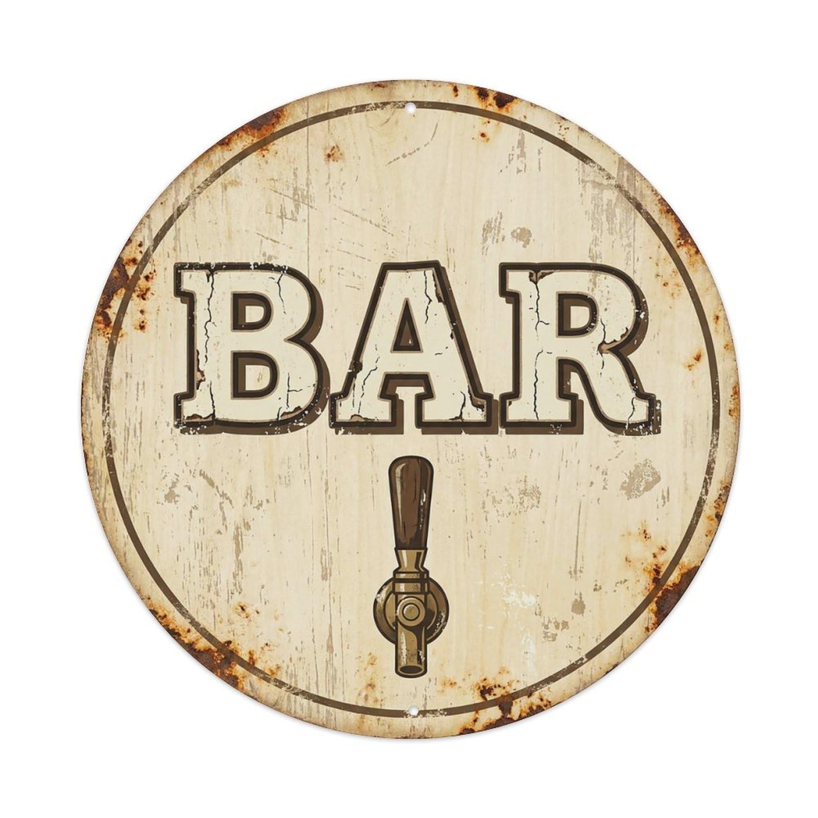 Vintage Beer BAR Basswood Grain Retro for Pub Vintage Metal Tin Sign Plaque Wall Decor for Cafe, Club Bar, Office, Garden Metal Poster 8x8Inch