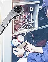 Vista 6 de Llave de Servicio HVAC, Llave de Trinquete Curva de Refrigeración 3/8" 1/4" 5/16" 3/16" Herramienta de Trinquete AC Ullnosoo con Adaptador de Boca