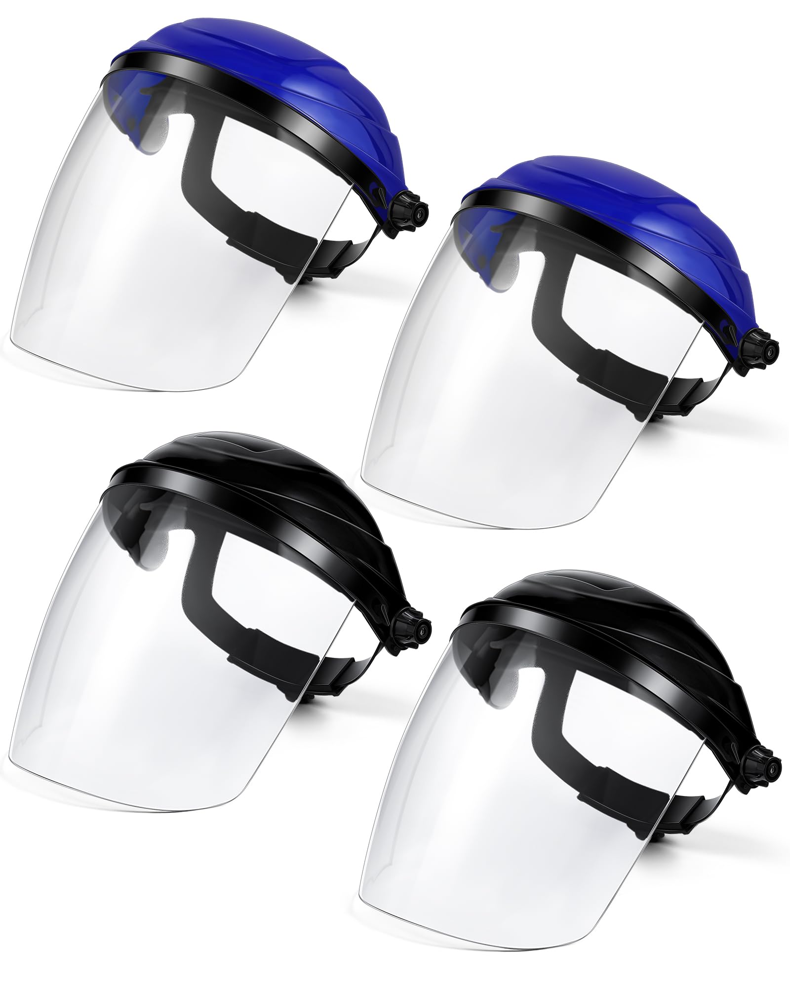 Tellegloww 4 Pcs Headgear Face Shield Mask for Grinding Cutting, Black&amp;blue
