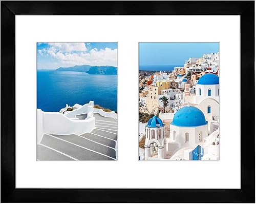 Americanflat Marco de Fotos Doble de 5 x 7 pulgadas con vidrio inastillable, se adapta a dos fotos de 5 x 7 pulgadas o úsalo como un marco de fotos