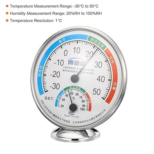 Miniatura 3 de PATIKIL Termómetro higrómetro de 5 pulgadas para interiores y exteriores, sensor automático de temperatura y humedad, monitor con base (no necesita