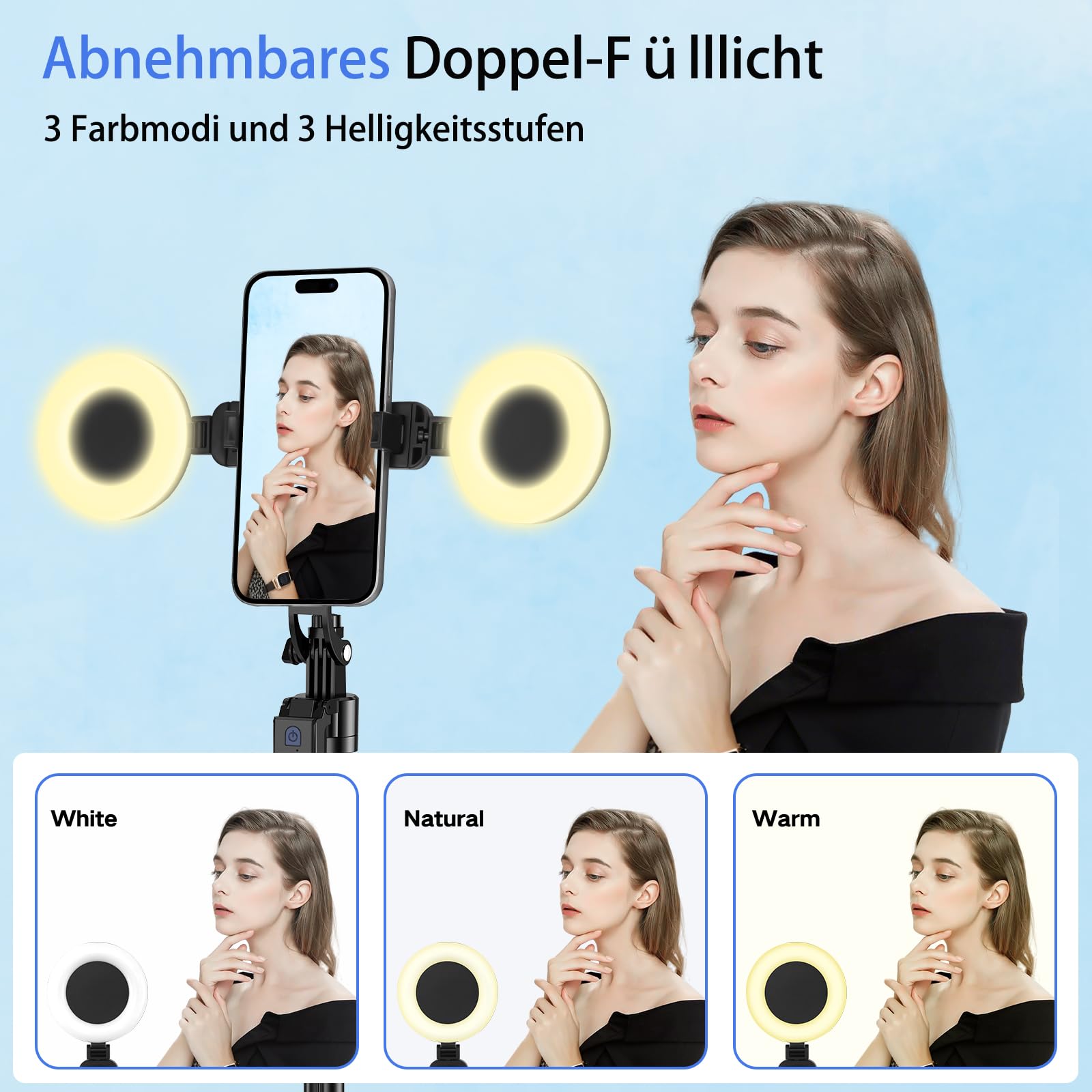 Creator di Contenuti per YouTube - Kit di Vlogging per iPhone/Android, Treppiede di Seguimento Facciale Automatico da 178 cm per iPhone con Luci e Microfoni Wireless, Kit di Avvio per TikTok/YouTube