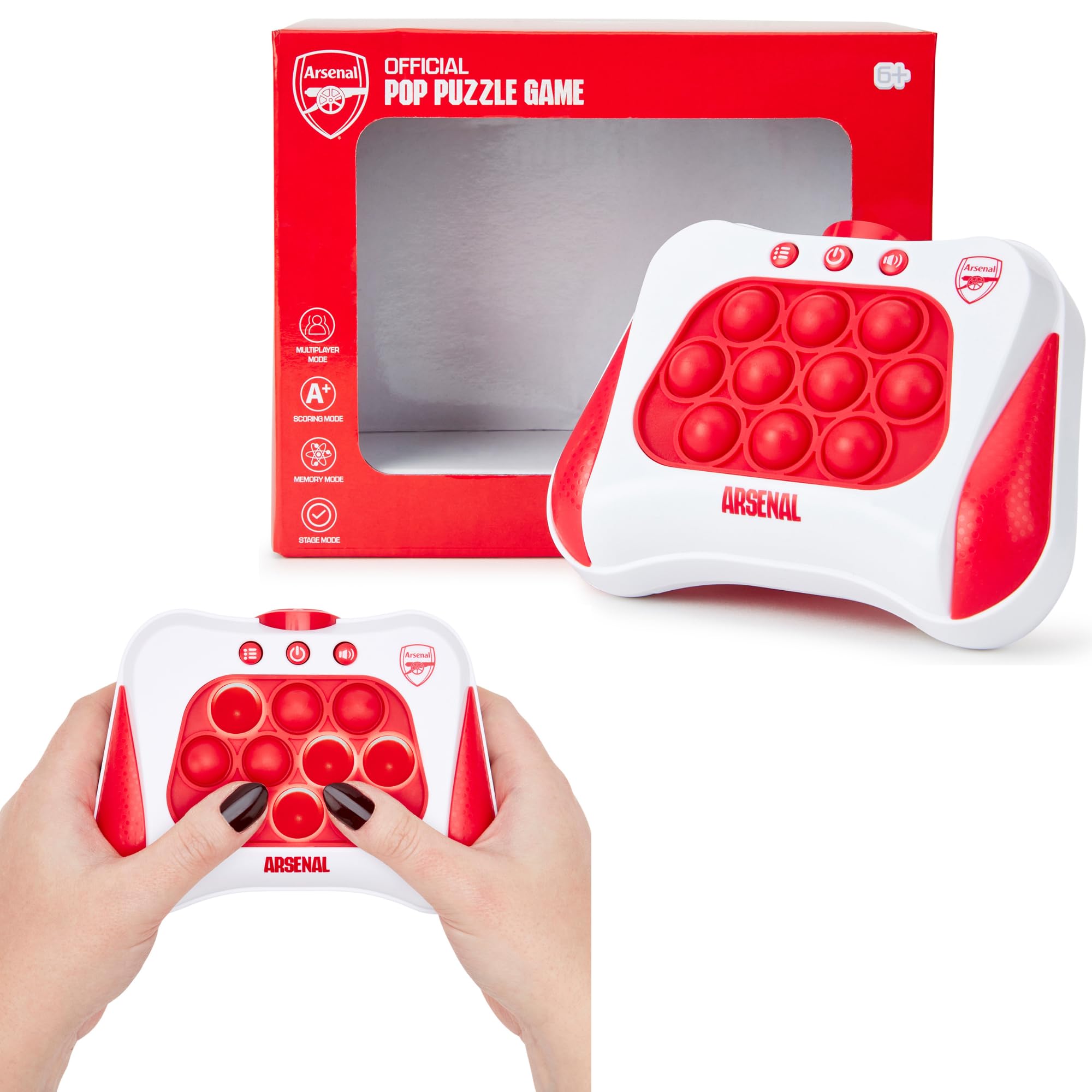 Arsenal FC Officially Licensed Pop It Electric: Pop Up Lights Puzzle Game. Perfect for any fan of the Gunners. Ideal Kids Toy Gift - Bubble Sensory, Electronic Smart Antistress Fidget Toy
