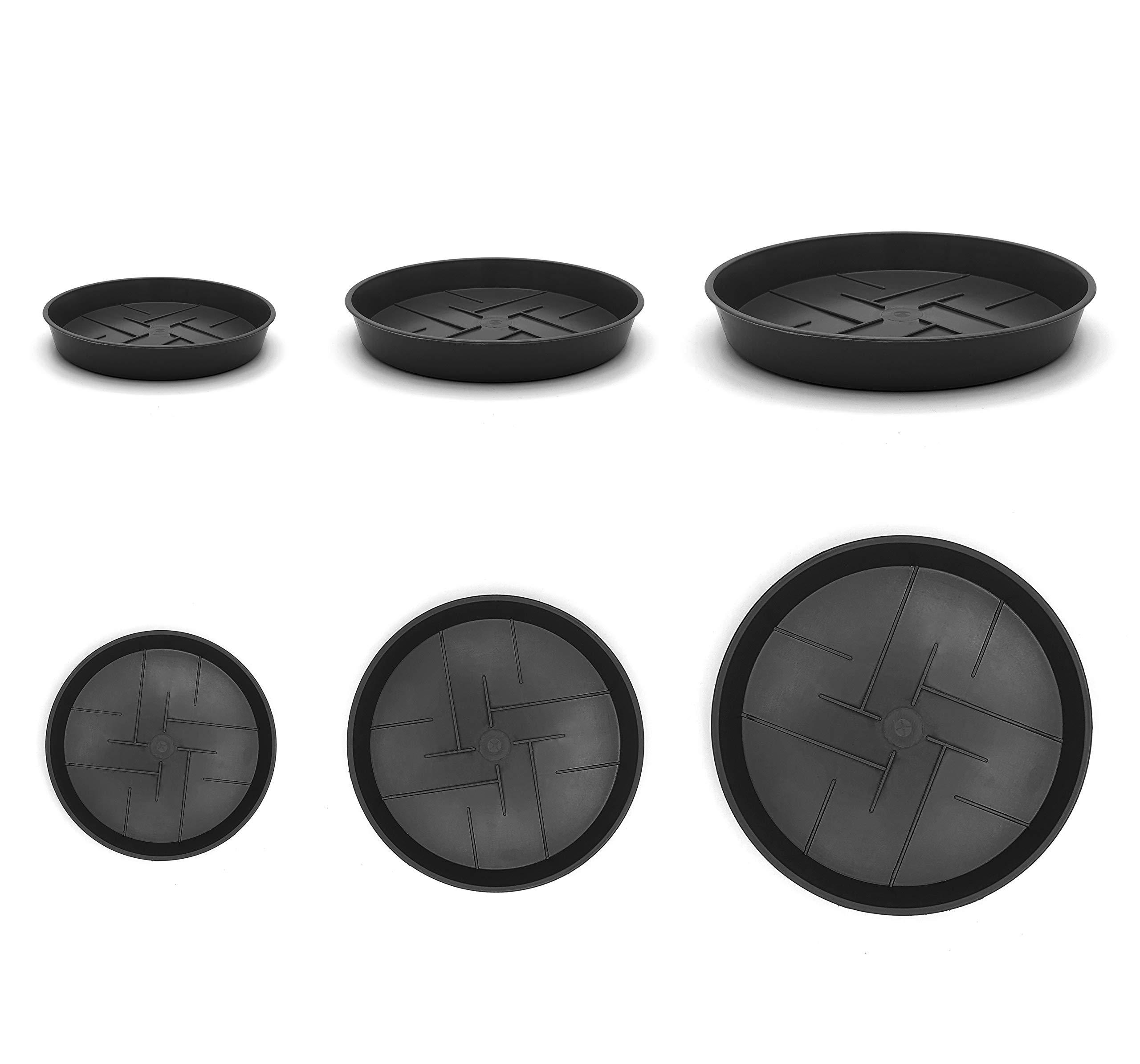 Plastard 3er Set Blumentopf-Untersetzer Ø 40 cm Rund Kunststoff Anthrazit