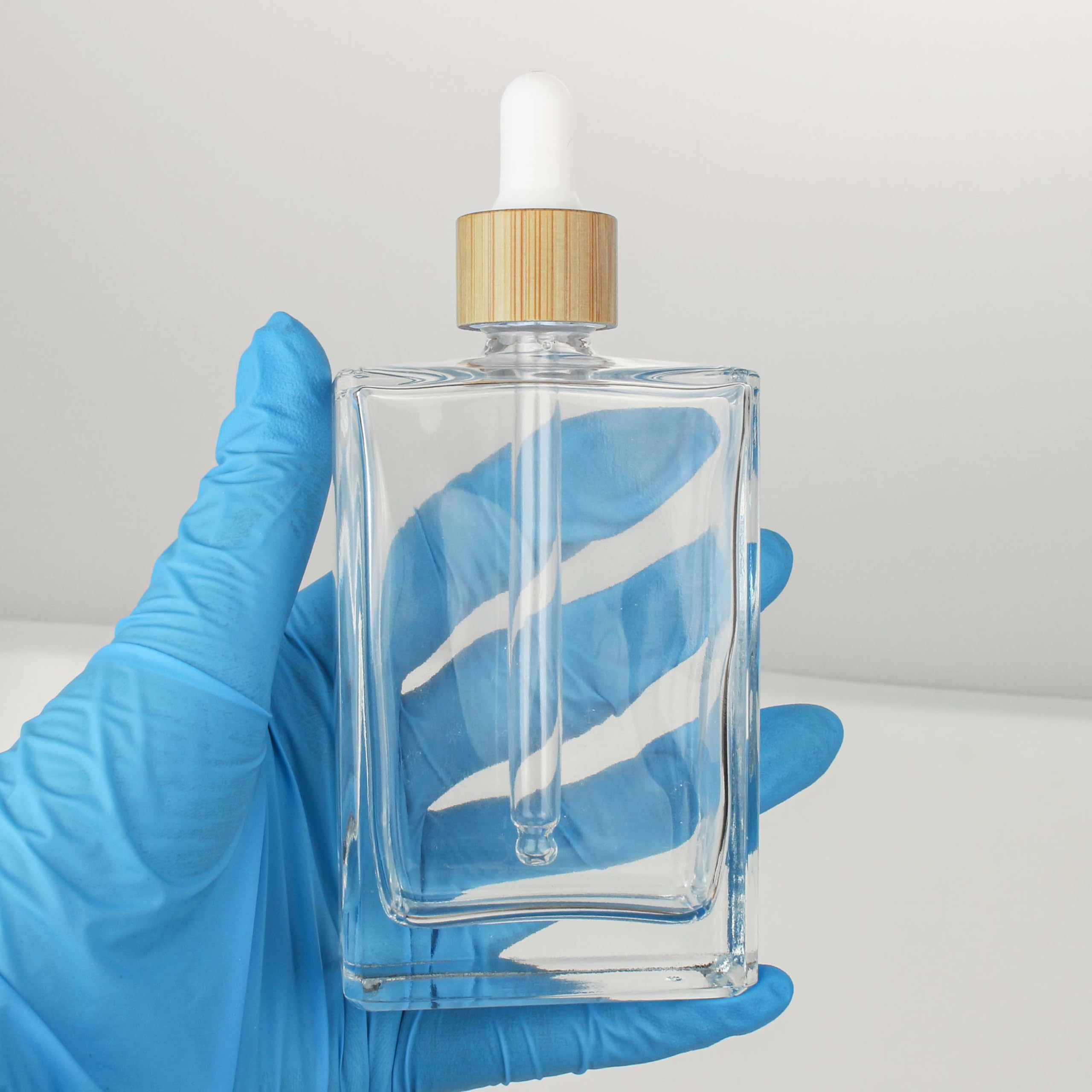 COSIDEA 3 botellas de vidrio plano transparente 100 ml para aceites esenciales de viaje