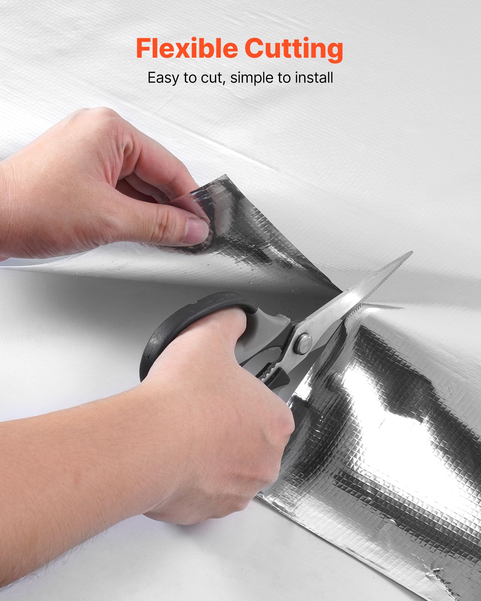 VEVOR Rollo de Aislamiento Reflectante Doble, Barrera Radiante de Tela Tejida sin Perforar, 38,1 x 1,22 m x 0,15 mm, Lámina de Aluminio de Doble Cara, Reflectividad ≥ 95%, para Techos y Ventanas