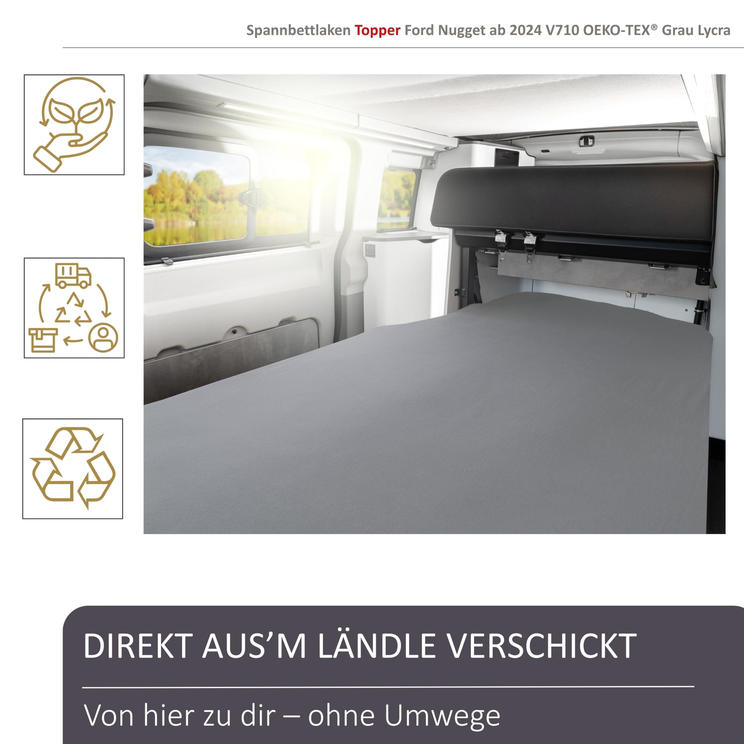 HR-Surmatelas en mousse à froid en dessous pour Ford Nugget V710 à partir de 2024 – Ajustement parfait, 6 cm, certifié Oeko-TEX® (Surmatelas V710 en dessous à partir de 2024)