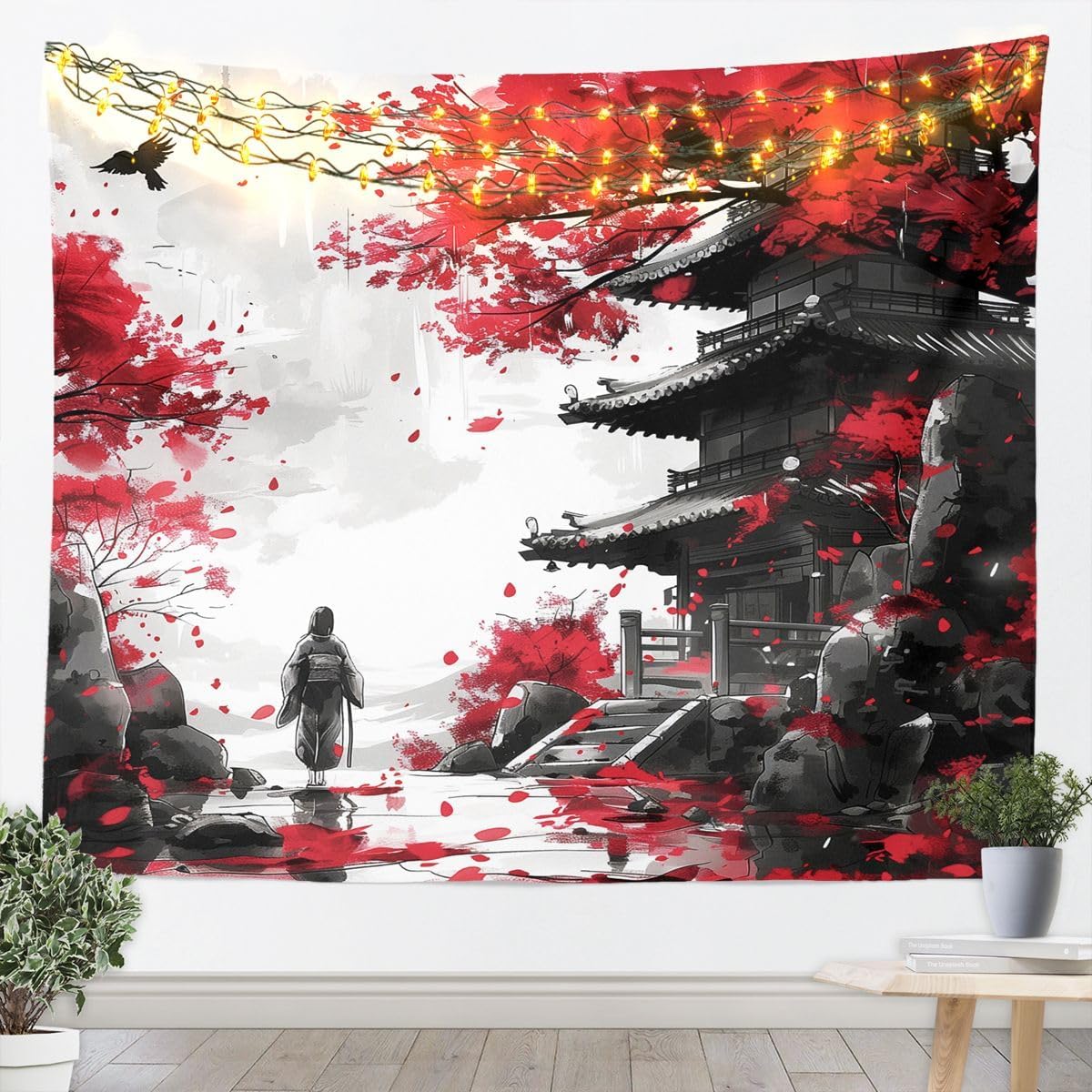 jejeloiu Japanese Samurai Tapestry Ukiyoe Wall Art for Living Room Bedroom Cat Wall Hanging Blanket Animal Home Decor Large 59"x82" image 5