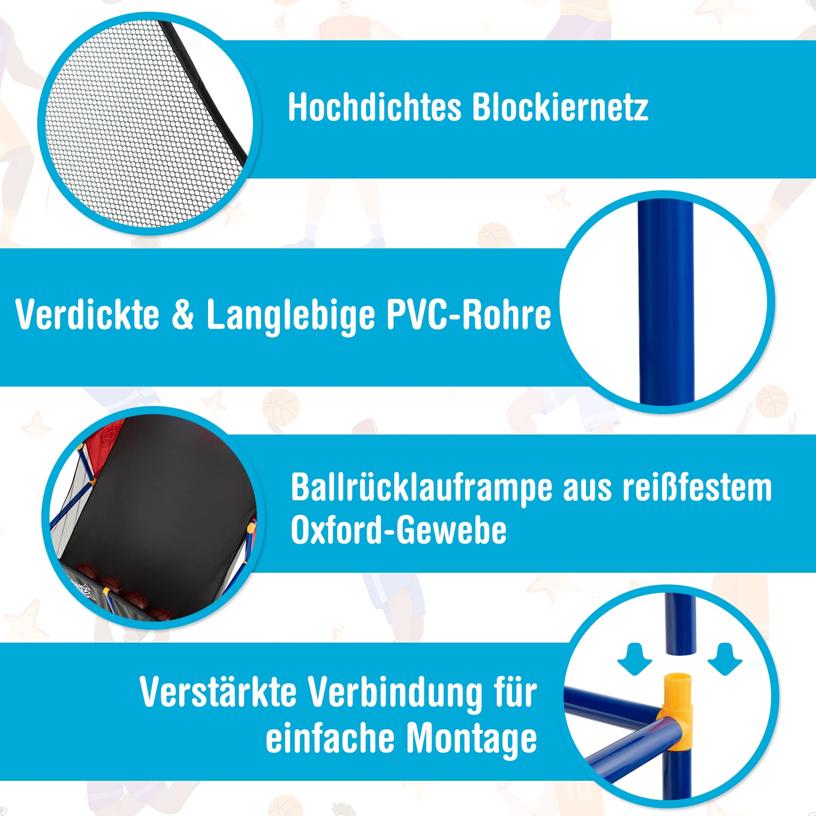 COSTWAY Arcade Basketball Spielset, Basketballständer mit 2 Körben, 4 Bällen und Pumpe, Mini Basketballkorb Outdoor Indoor, Basketballspiel 2 Spieler, Basketball Hoop Kinder Erwachsener, 140cm hoch