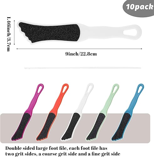 Miniatura 2 de Paquete de 10 limas de pies con herramientas de pedicura de doble cara para pies, lijadora profesional para piel muerta, escofina para mujeres,