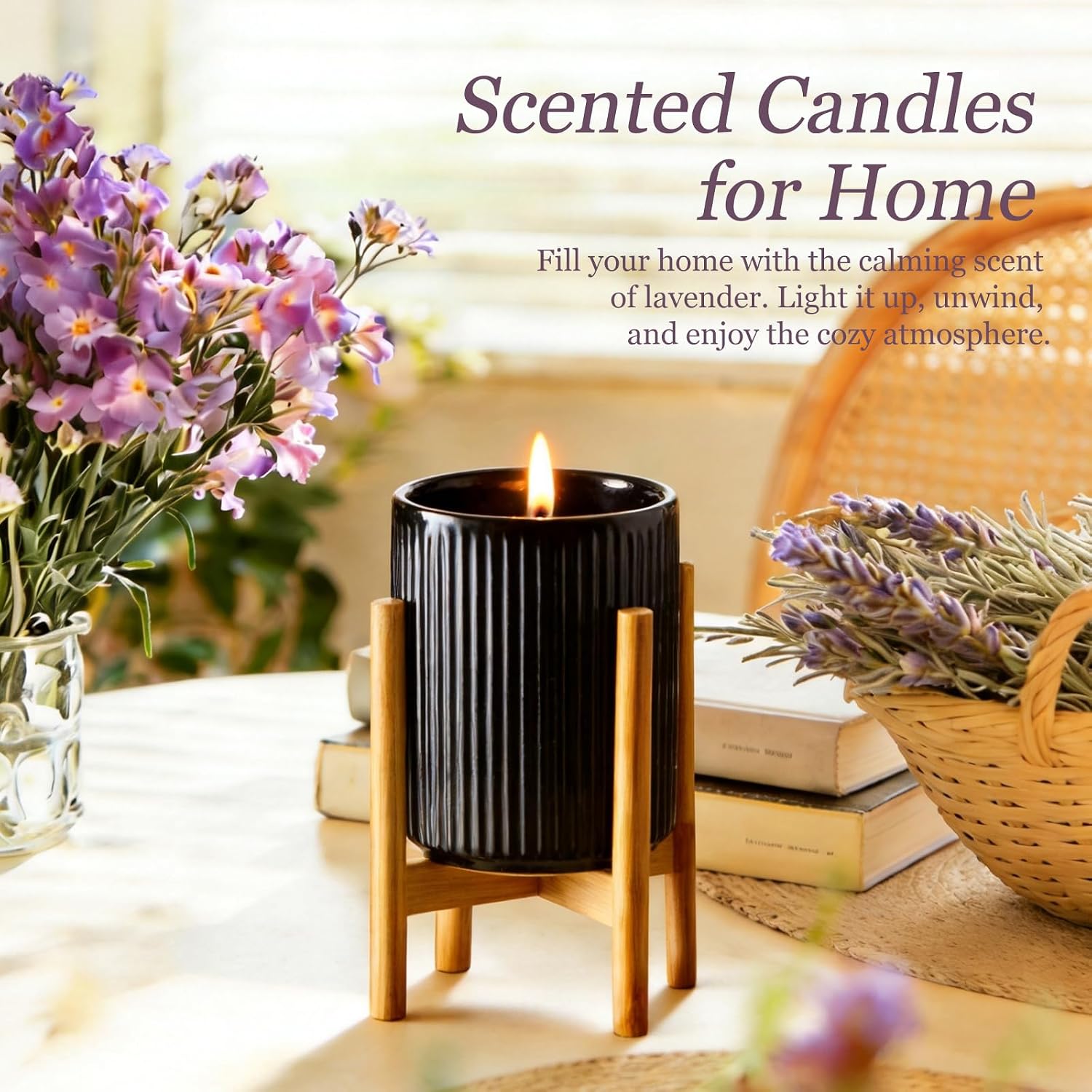 Lavender Scented Candle, 10oz Highly Soy Wax Candle for Home