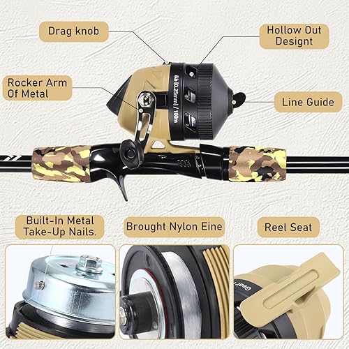 Miniatura 4 de Combo de caña de pescar y carrete para niños de Sougayilang, caña de pescar ligera con carrete de pesca Spincast, bolsa de aparejos y señuelos para