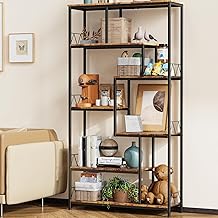 Bealife Bibliotheque, Bibliothèque avec 5 étagères, Bibliothèque Ouverte pour Salon, Bureau, Chambre (Rétro)