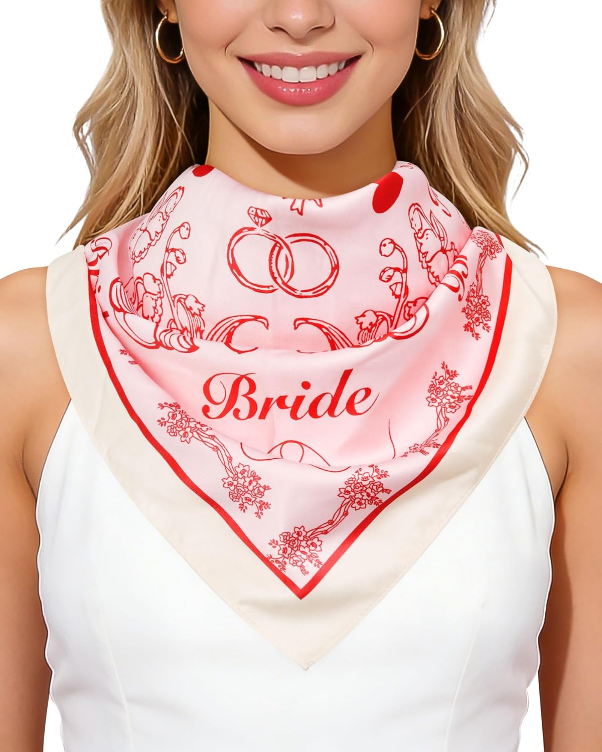 Mesovor Bride Head Scarf Bachelorette Party Bandana - 27 5 Square Satin Headband Handkerchief for Wedding Dinner Cowgirl