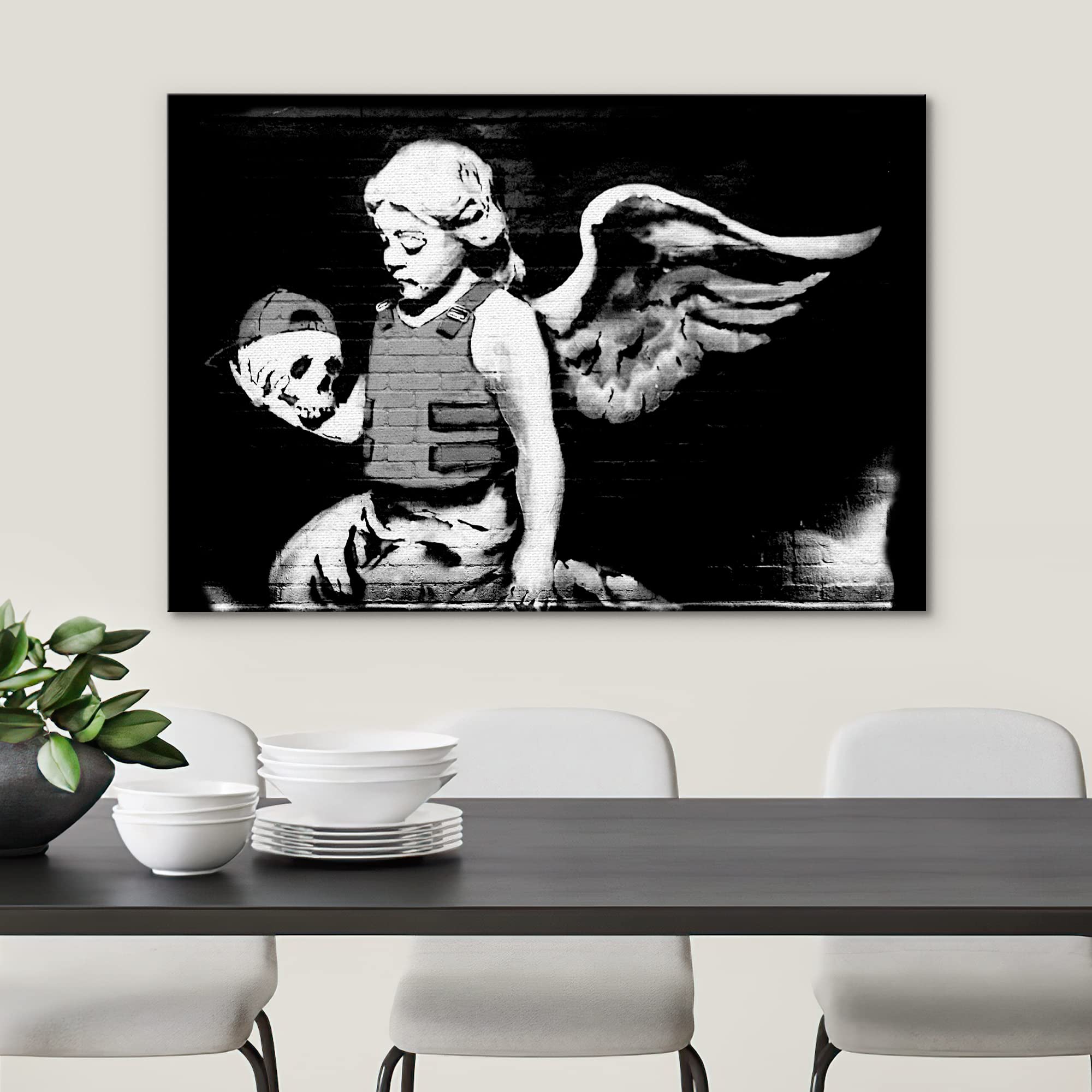 Amazon.com: SIGNWIN Framed Canvas Wall Art Banksy Angel in