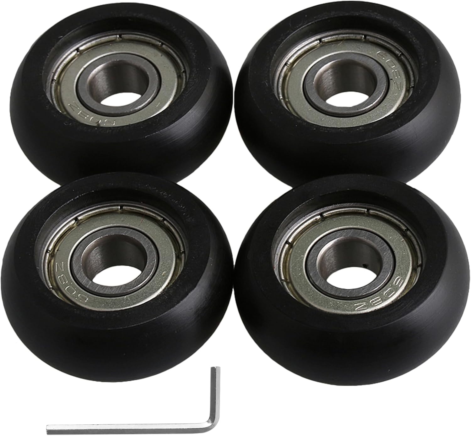 BQLZR Plastic Pulley 8x32x12mm Black Engineering Plastic Bearing Steel Ball Bearing Guide Pulley Roller Round Wheel Load 191KG for Door Window Pack of 4