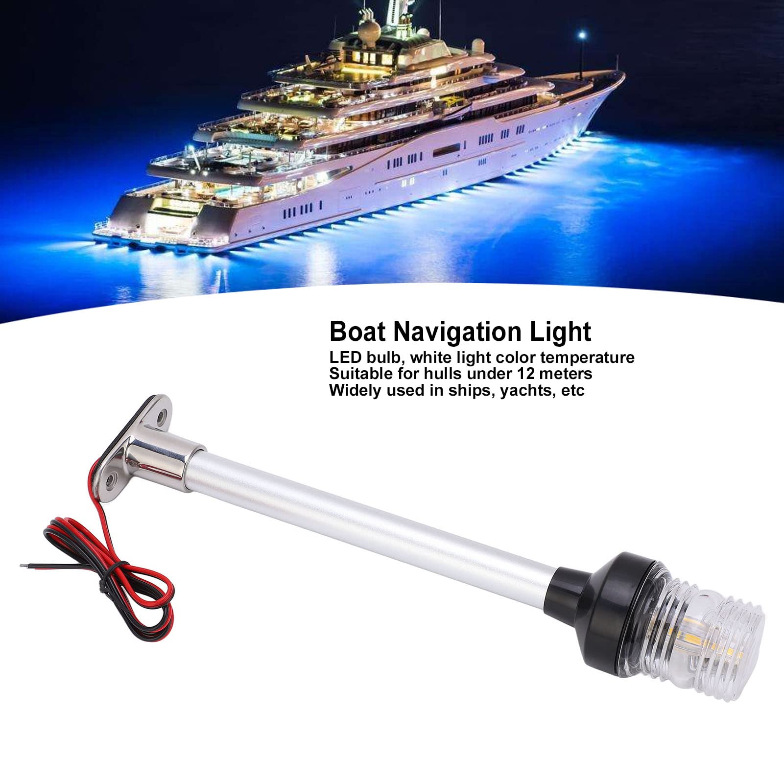 Luce di Navigazione, 12V-24V Impermeabile Luci di Via per Barca LED, Luce di Ancoraggio per Navi Yacht, Distanza di Visione di 2NM, per Barche 12 m/39,4 piedi in Basso