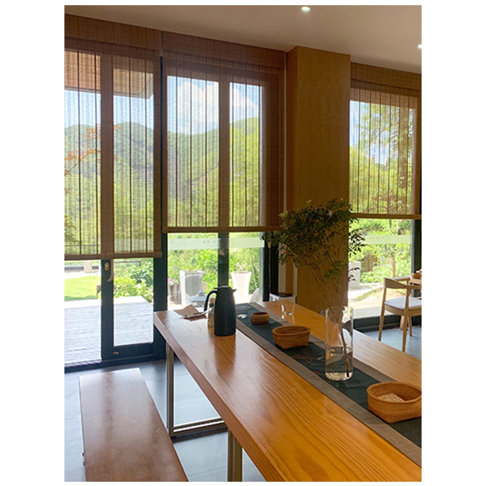 Tapparella Avvolgibile Bamboo, Tende in Bambu da Esterno,Tende A Rullo per Interni,Oscurante Traspirante Tenda,per Giardino Balcone Porta Finestra,W95xH150cm/W37.4xH59.05in