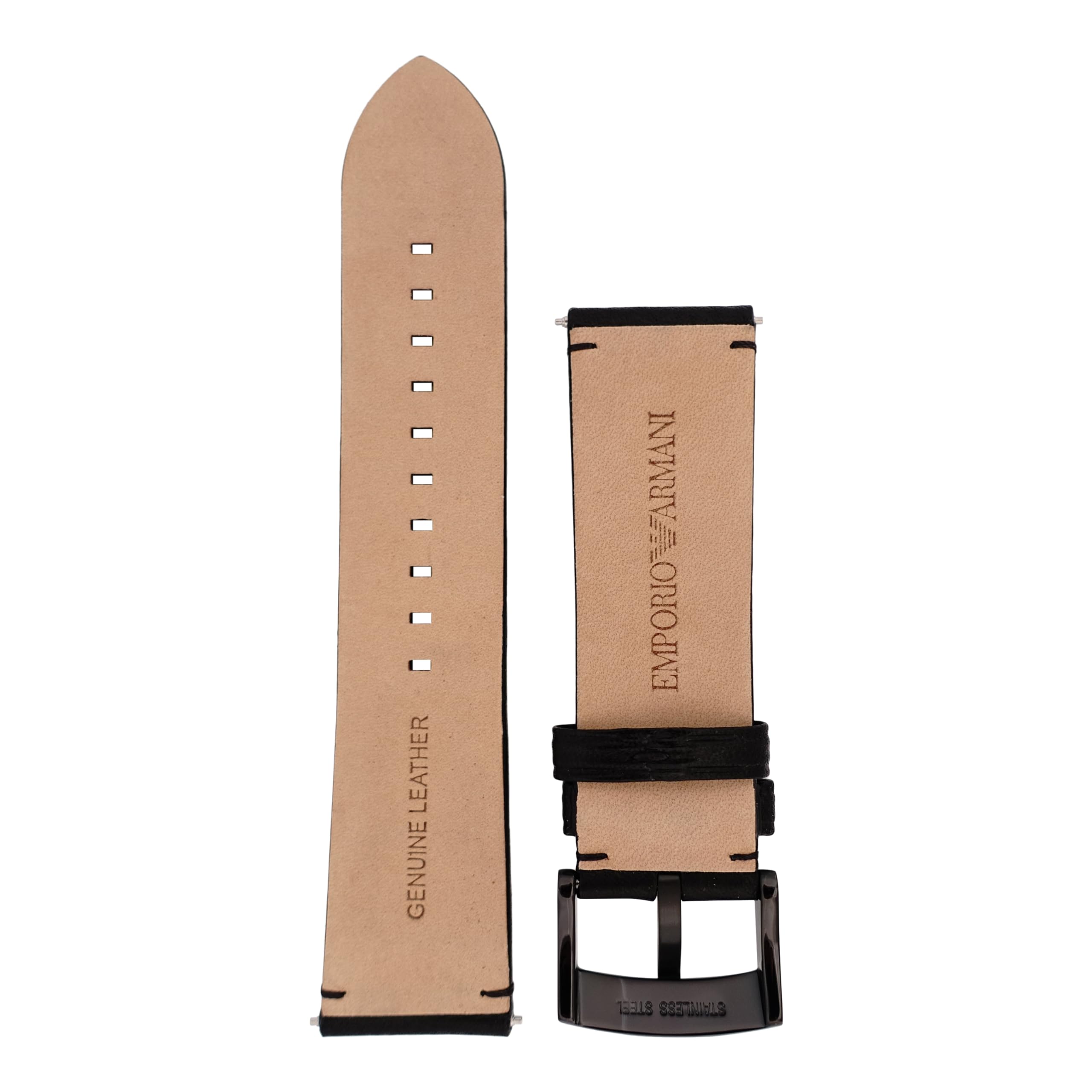Emporio Armani Zegarki na rękę dla mężczyzn 22 mm, czarna skóra, oryginalny pasek zamienny do AR2461, czarny, Pasek