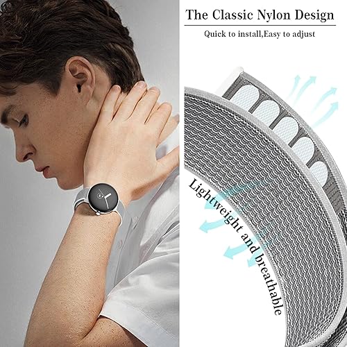 Miniatura 10 de kytuwy Correa de reloj Pixel - Correa deportiva de nailon con velcro compatible con Google Pixel Watch ajustable trenzada transpirable Solo Loop