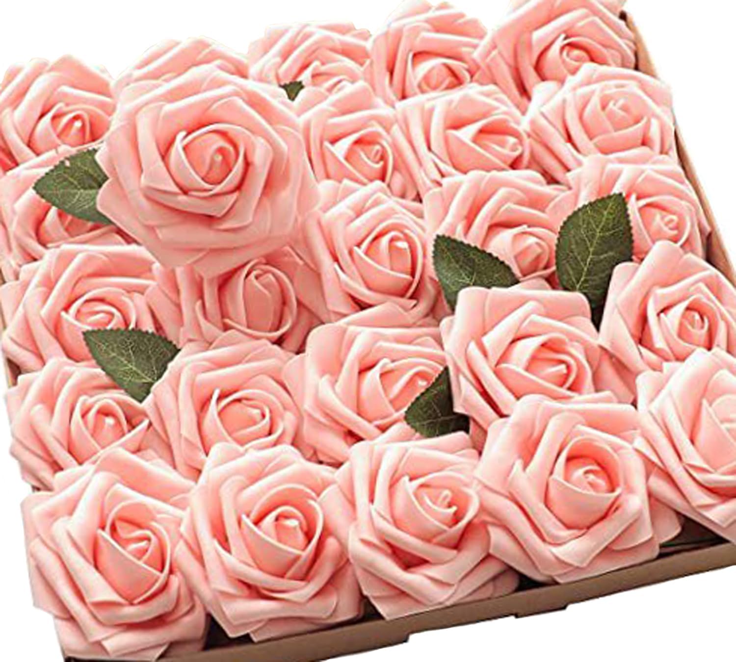 Rose Artificial Flowers, 25pcs Real Looking Fake Foam Roses for DIY Bouquets Wedding Party Centerpieces Arrangements Baby Shower Home Decorations (Pink)