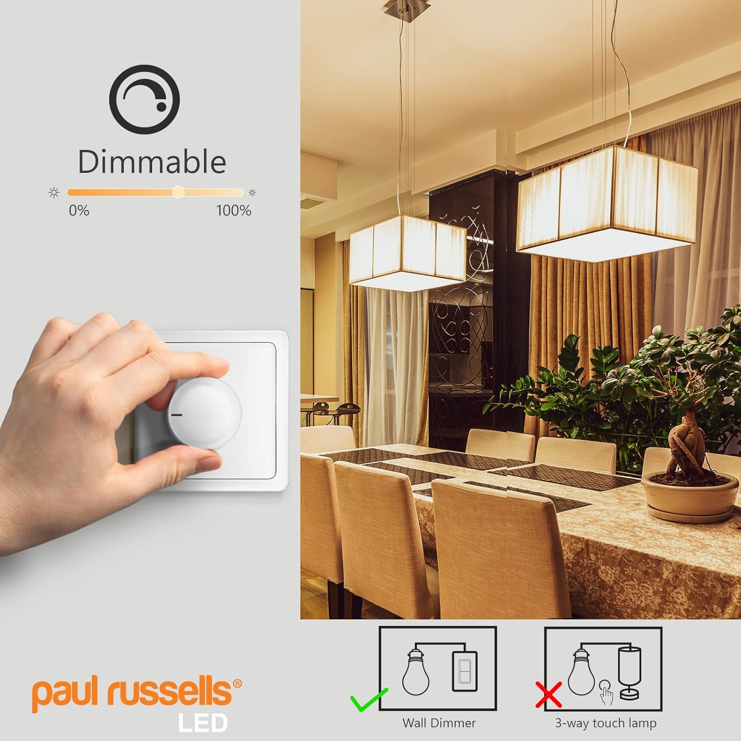 paul russells LED GLS, Dimmable Edison Screw Light, 14W 1521 Lumens E27 A70 LED Bulbs, 100w Equivalent, 2700K Warm White - Image 5