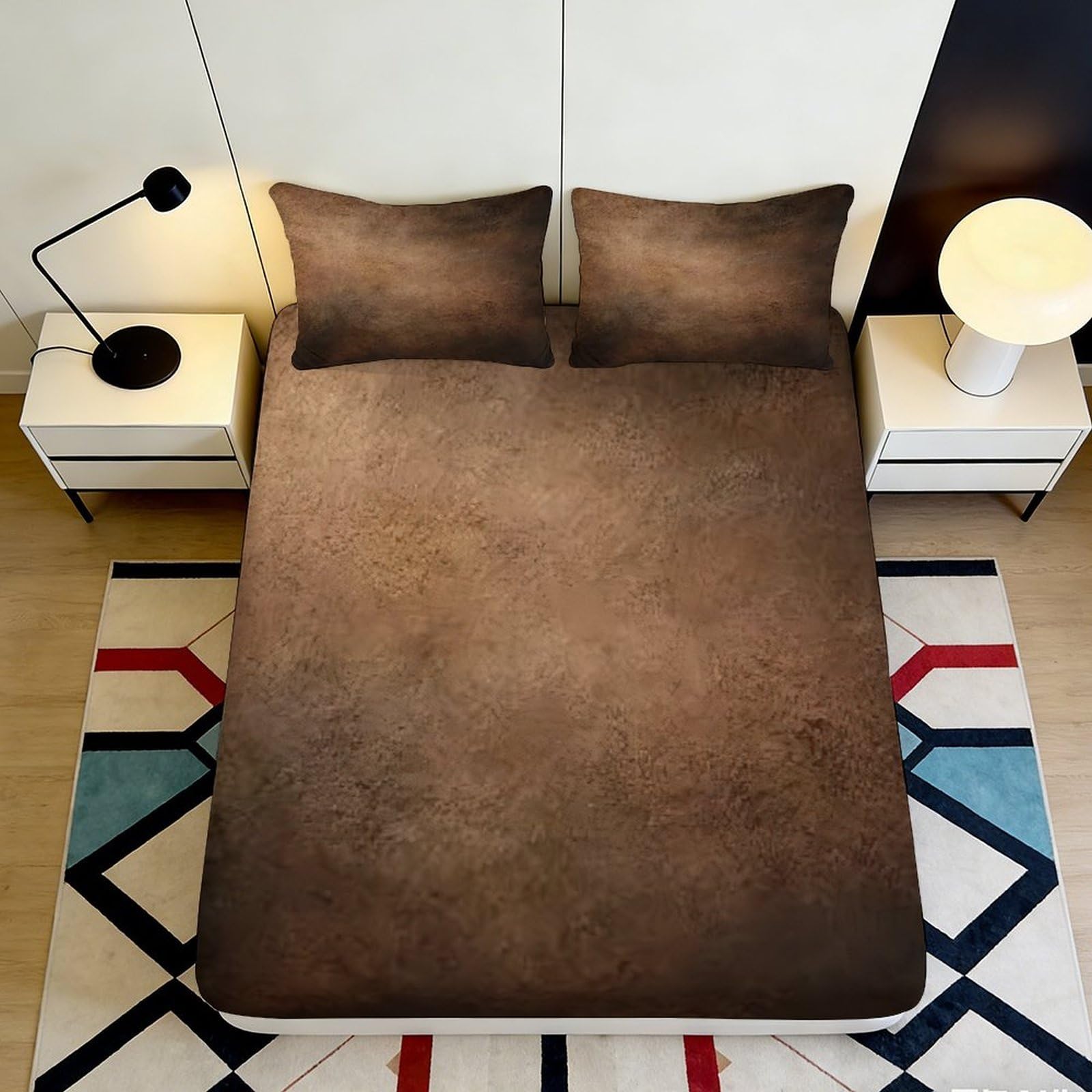 3D Printed Vintage Brown Texture Fitted Sheet Microfiber Soft Breathable Rustic Earth Mattress Cover for Bedroom Dorm Mattress Protection Decor 180x200x25cm