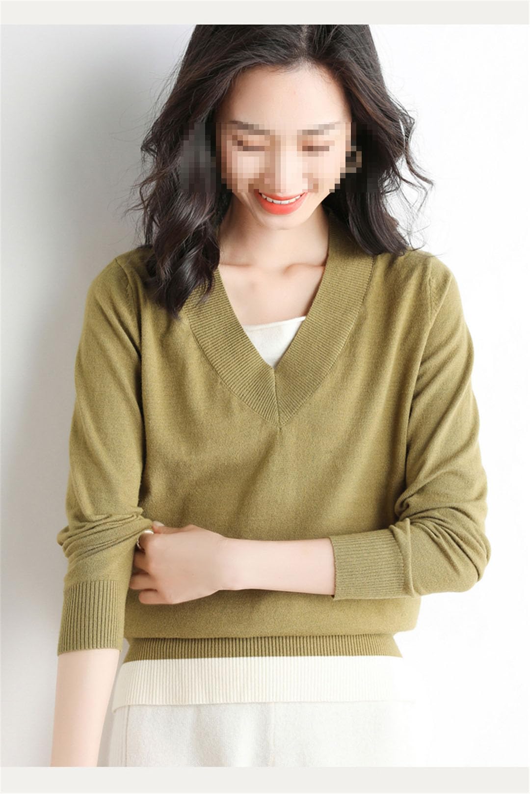 Pull À Col en V pour Femmes, Faux Pull À Bascule en Deux Pièces